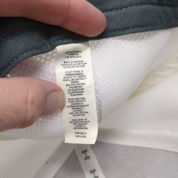 Under Armour Golf Fitted Hat White XL Embroidered Vent Holes Outdoor - Picture 9 of 9